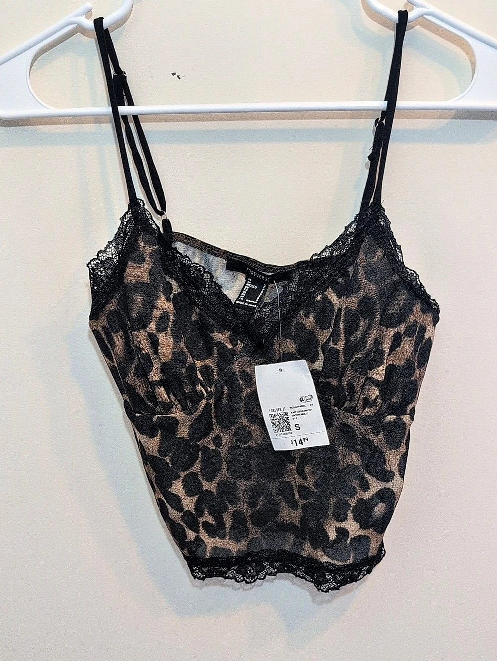 Forever 21 Leopard Print Cropped Cami Brown & Black Small